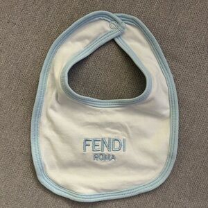 New Fendi Baby Bib - White and Blue, size 0-3 months